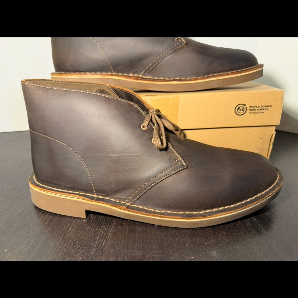 Clarks Bushacre 2 Chukka Boots Beeswax Brown Leather Men's 13W (Wide)